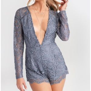 NWOT Ruby Gray Scalloped Back Romper